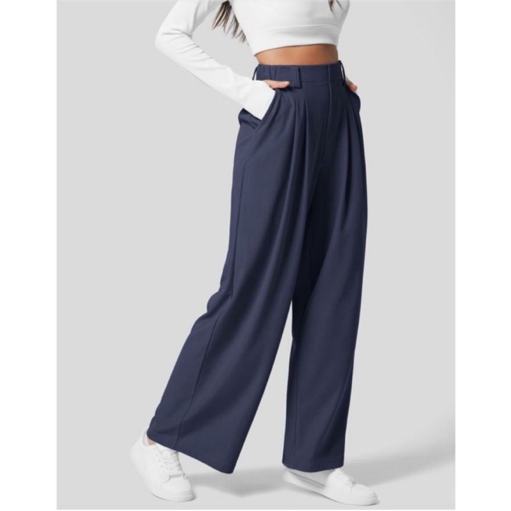 HALARA Navy Wide-Leg Pants